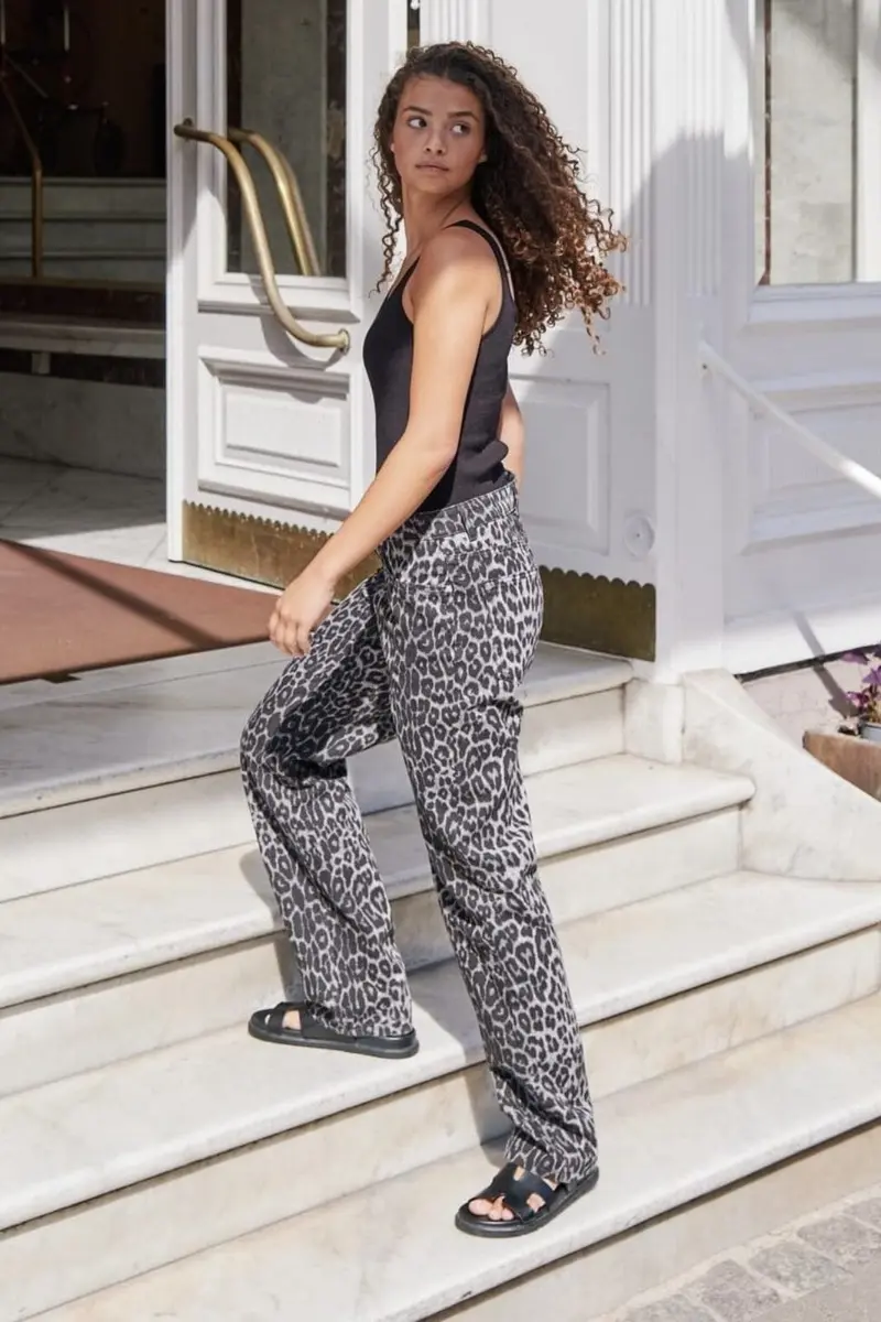 Neo Noir - Simona Leopard Pants - Grey Leopard