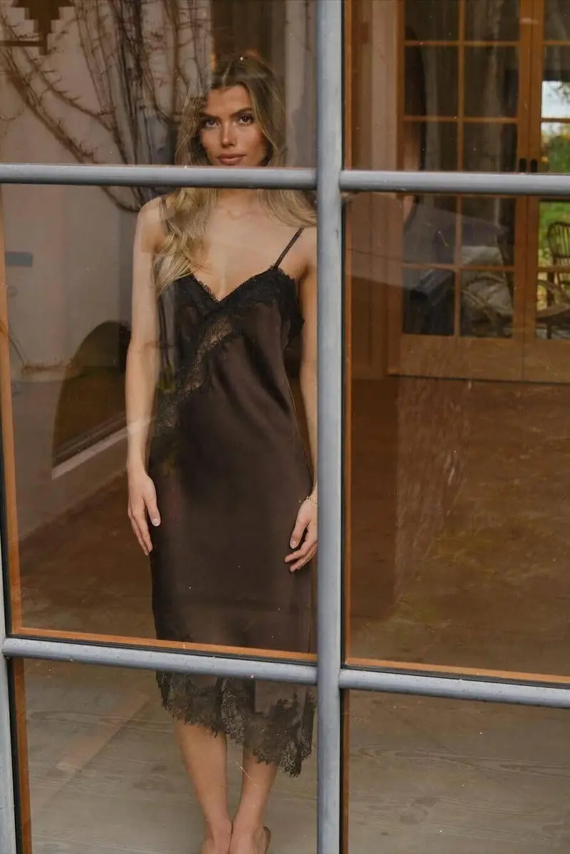 Neo Noir - Sorelle Lace Dress 167411 - 676 - Dark Brown