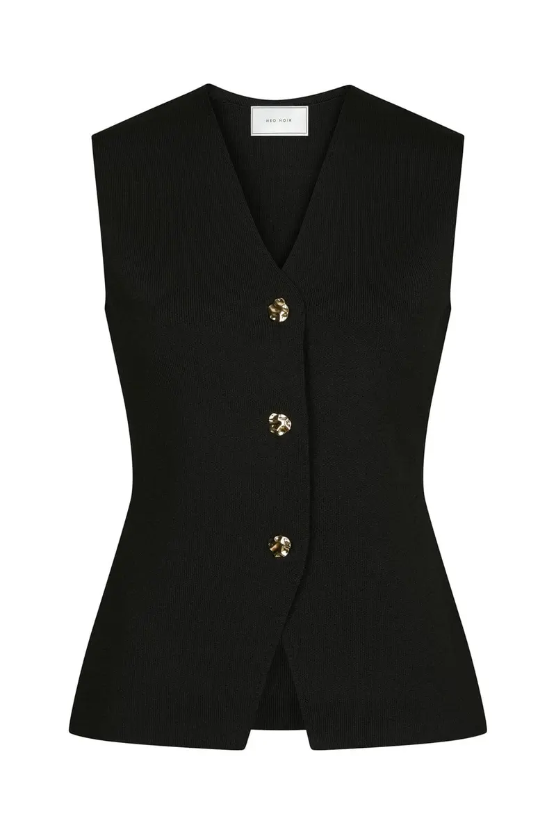 Neo Noir - Sway Smooth Knit Waistcoat 164704 - 100 - Black