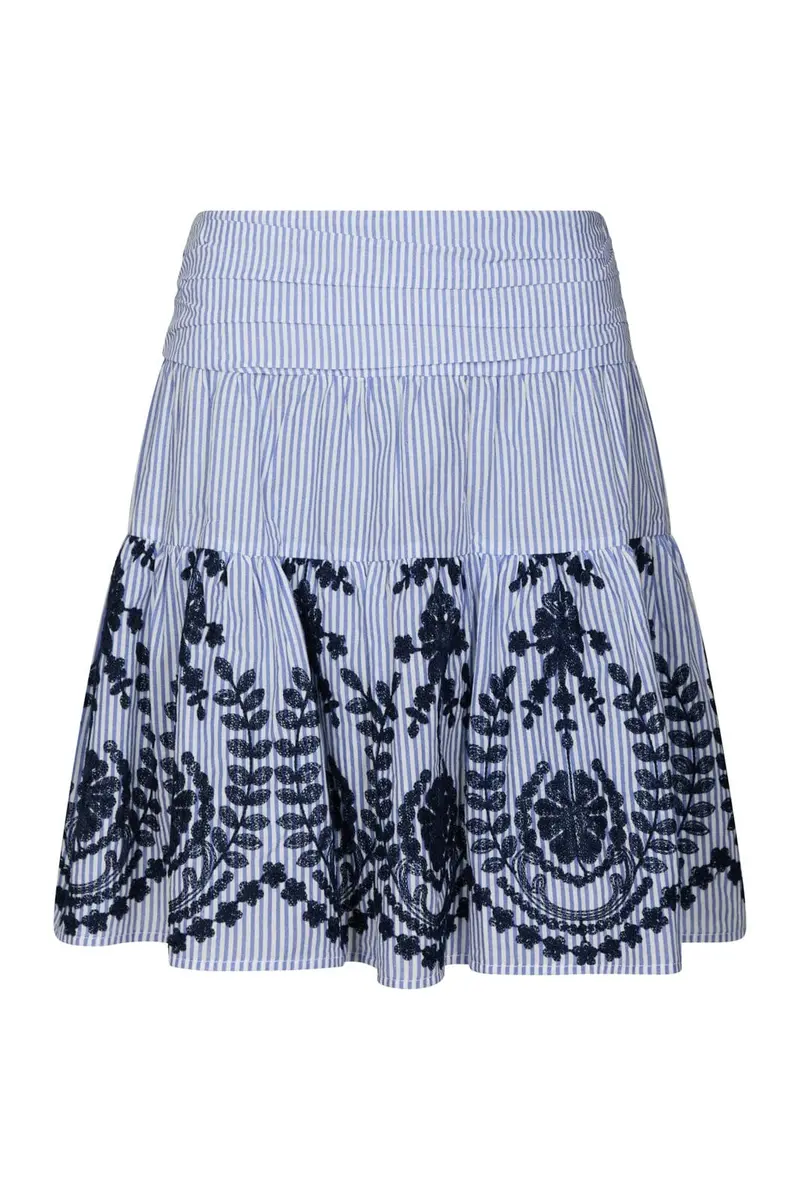 Neo Noir - Tarrow Stripe Embroidery Skirt 168998 - 140 - Blue