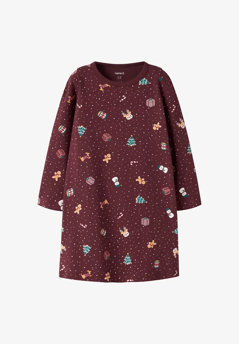 nmfvismas ls nightgown burgundy chrismas "jul"