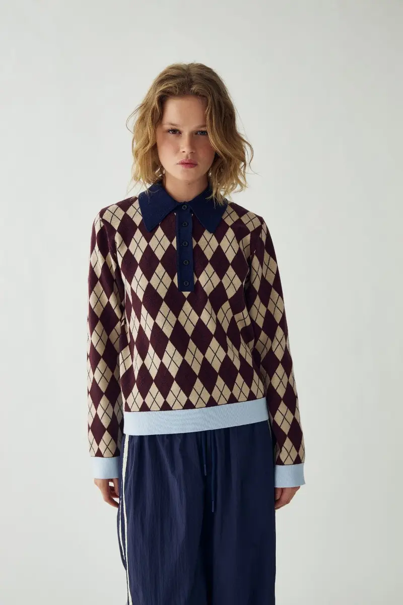 Noella - N-Makayla Knit 15030001 - 456 - Diya Burgundy Check
