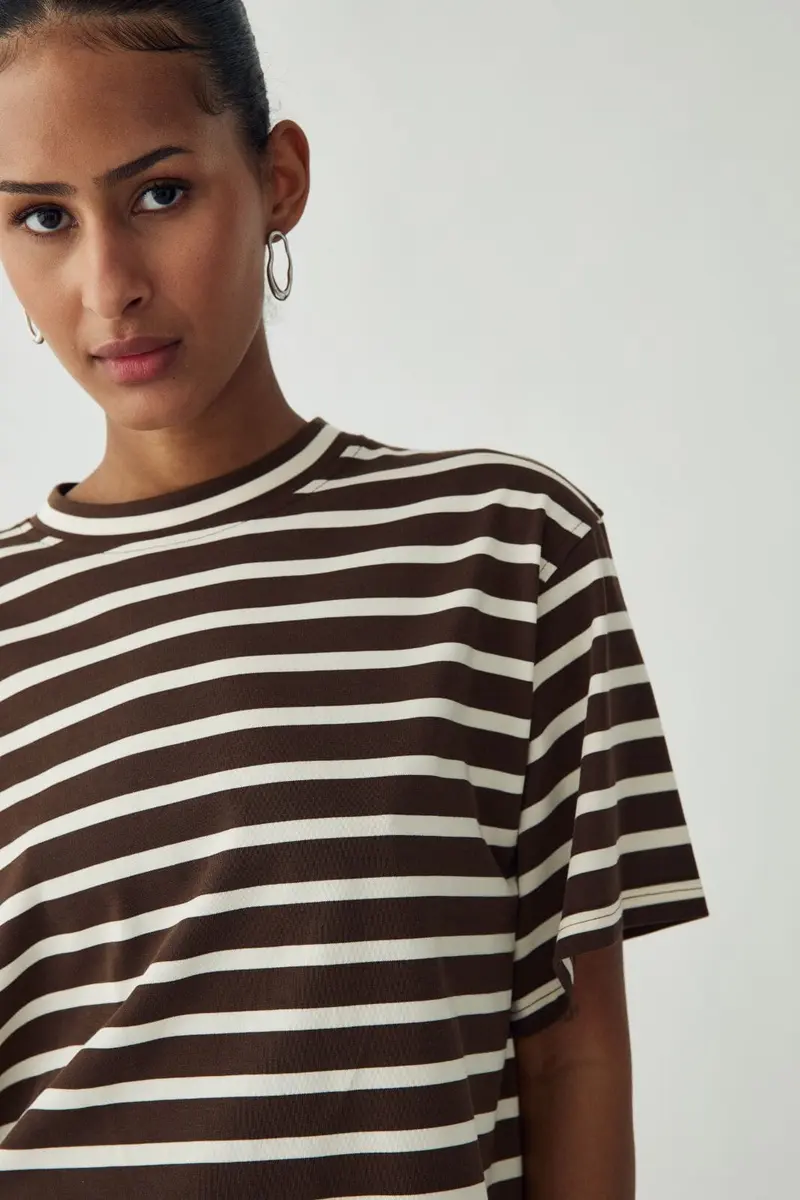 Noella - N-Maple T-Shirt 17260002 - 450 - Eton Brown Ivory Stripe