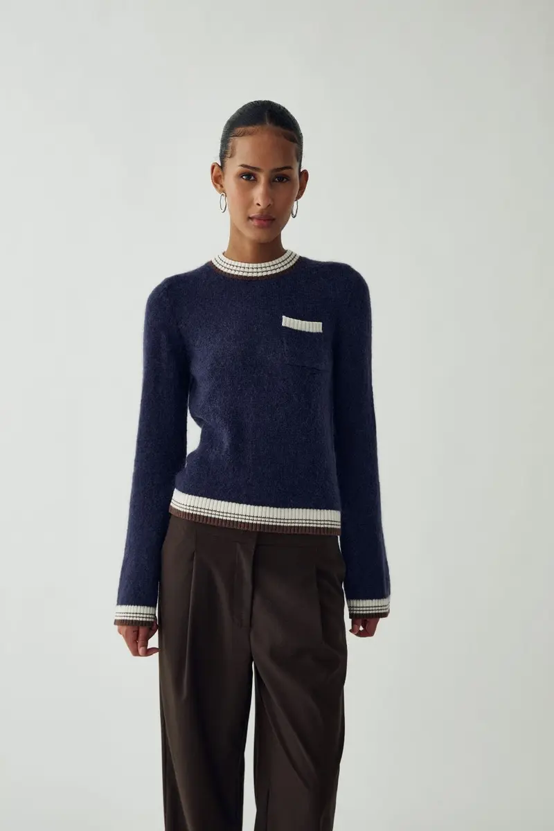 Noella - N-Marthy Ls Knit 16400002 - 448 - Navy Brown