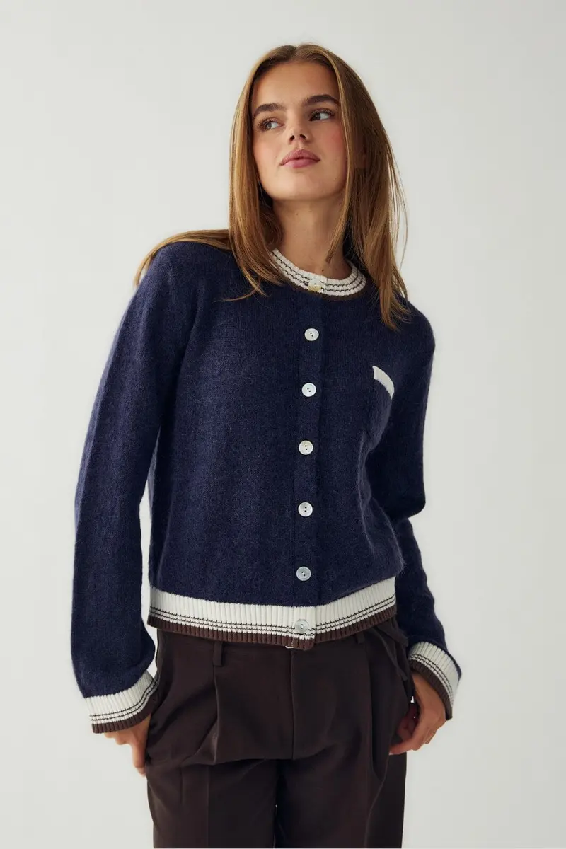 Noella - N-Nattie Knit Cardigan 16400003 - 448 - Navy Brown