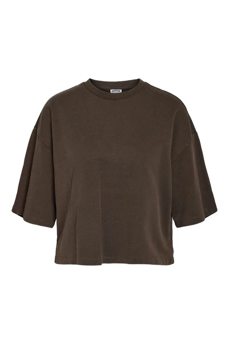 Noisy May - Nmalani Boxy Cropped Top Fwd - 4980410 Chocolate Brown Washed
