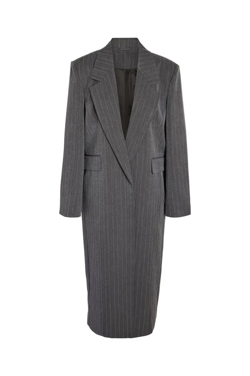 Noisy May - Nmcelia L/S Long Oversize Blazer Tnt/20 - 5213553 Charcoal Gray Pinstripe