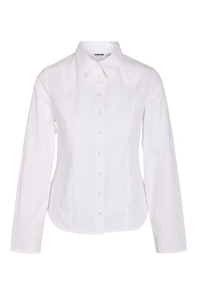 Noisy May - Nmemma L/S Fitted Shirt - 5190525 Bright White