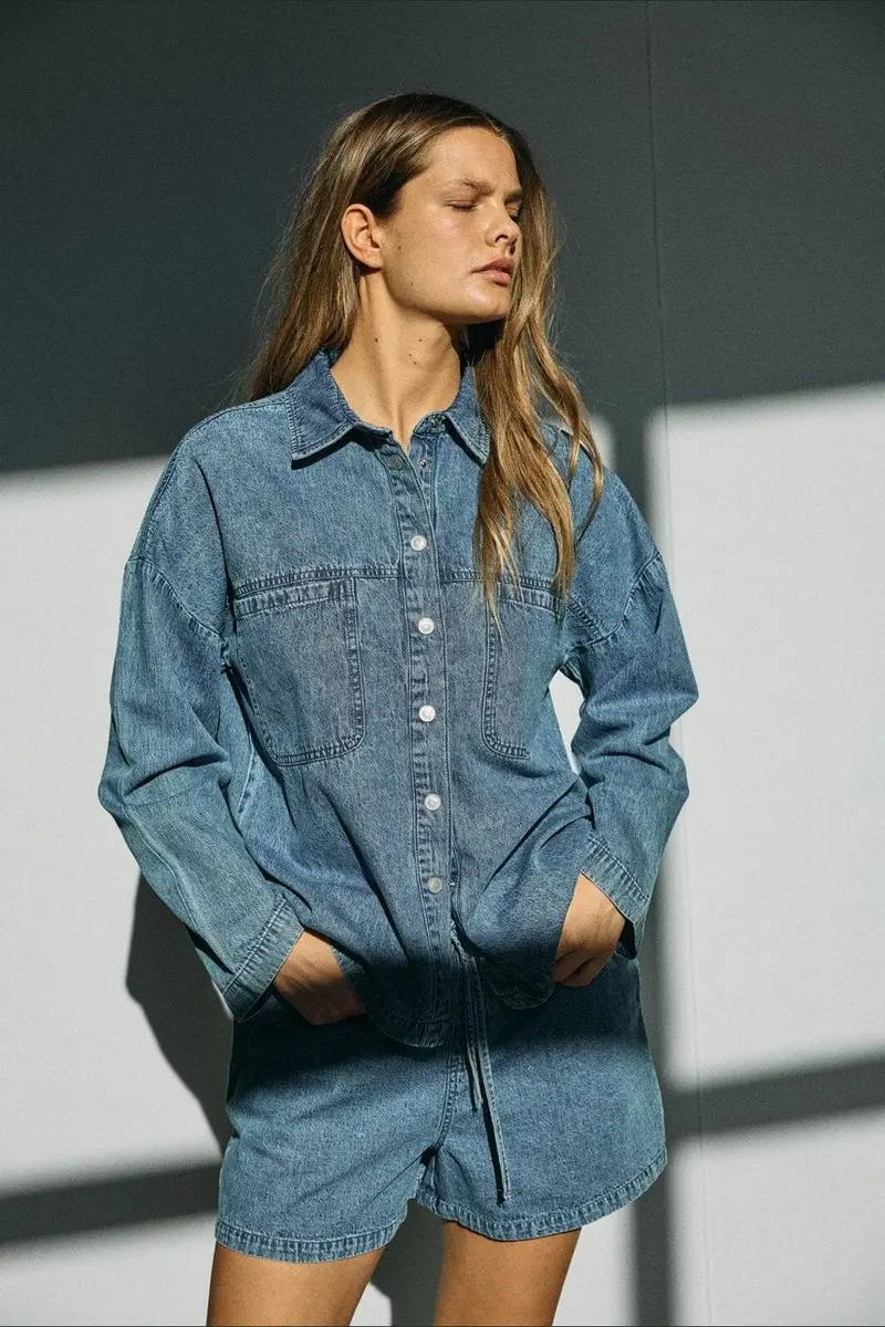 Noisy May - Nmenza L/S Oversize Shirt Mg004Mb - 4919956 Medium Blue Denim