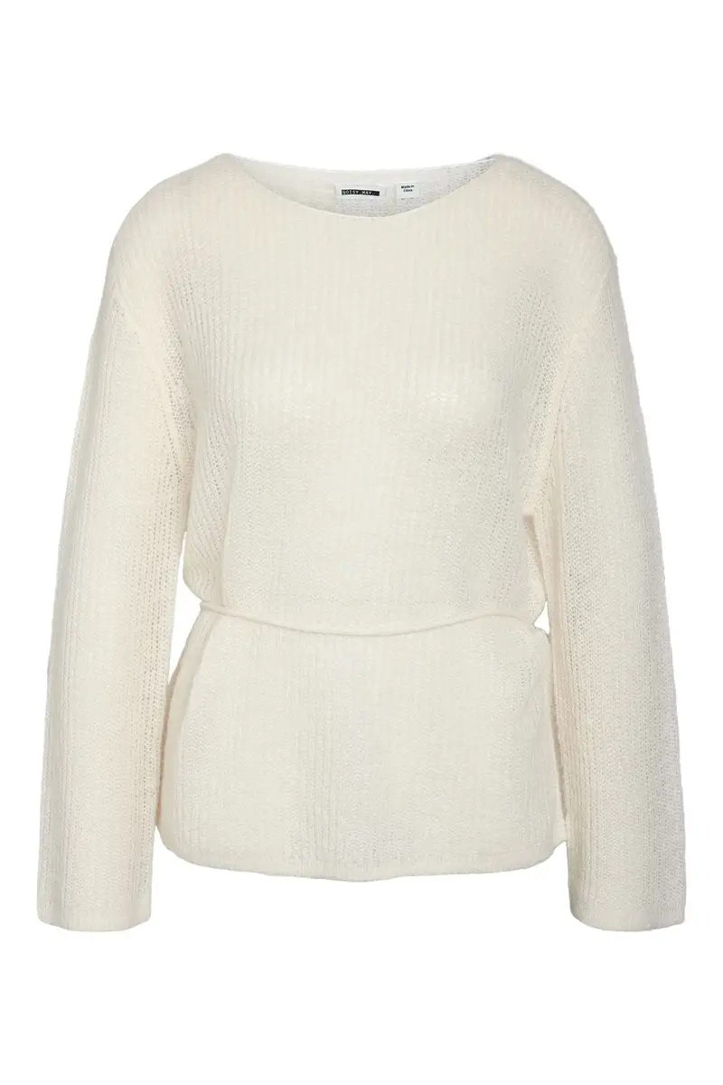 Noisy May - Nmesme L/S O-Neck Tie Knit Fwd - 5034349 Birch