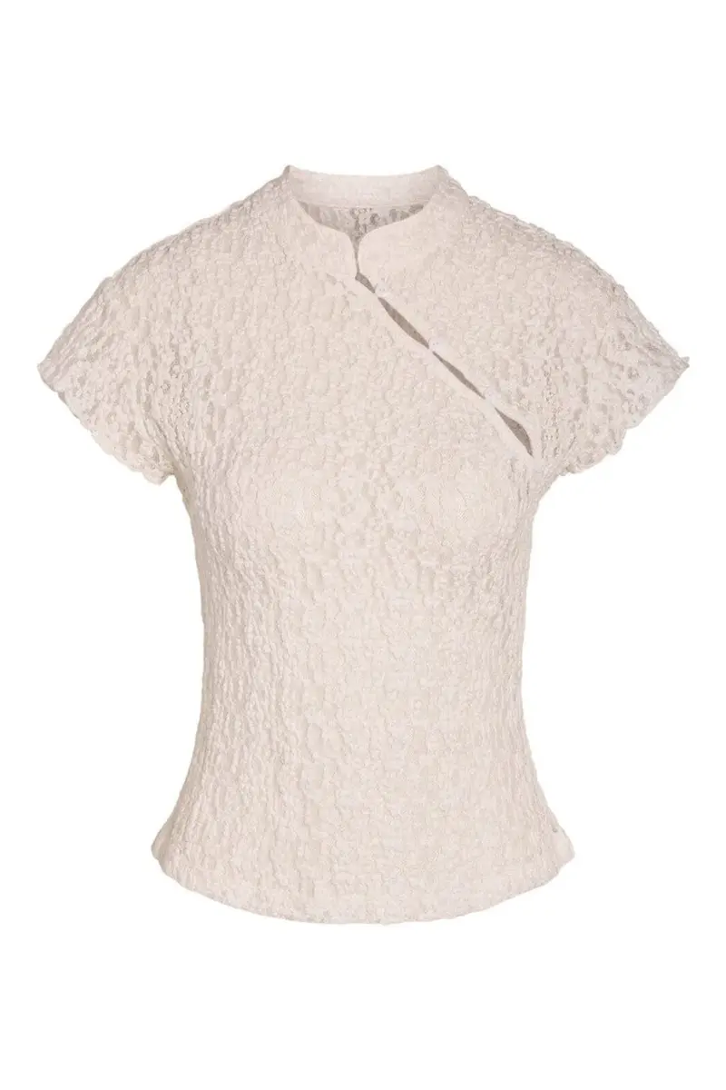 Noisy May - Nmesmee Capsleeve Lace Top - 5231083 Snow White