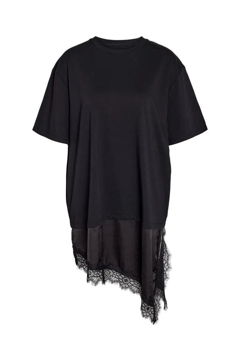 Noisy May - Nmfilla S/S Oversize Satin Lace T-Shirt - 5162242 Black Black Lace