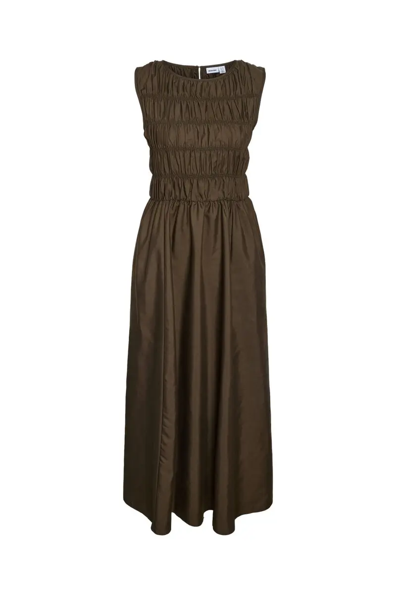 Noisy May - Nmfjola L/S Midi Smock Dress - 5086504 Chocolate Brown