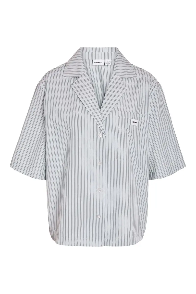 Noisy May - Nmfrida 2/4 Stripe Button Shirt - 5191108 Blue Bell Grey