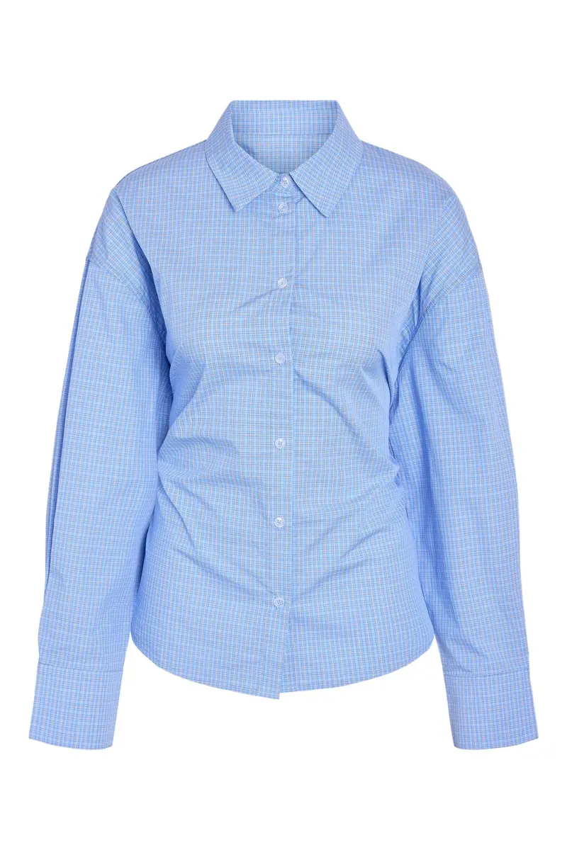 Noisy May - Nmfrida L/S Button Tie Back Shirt Tnt/17 - 5201036 Blue Bell White