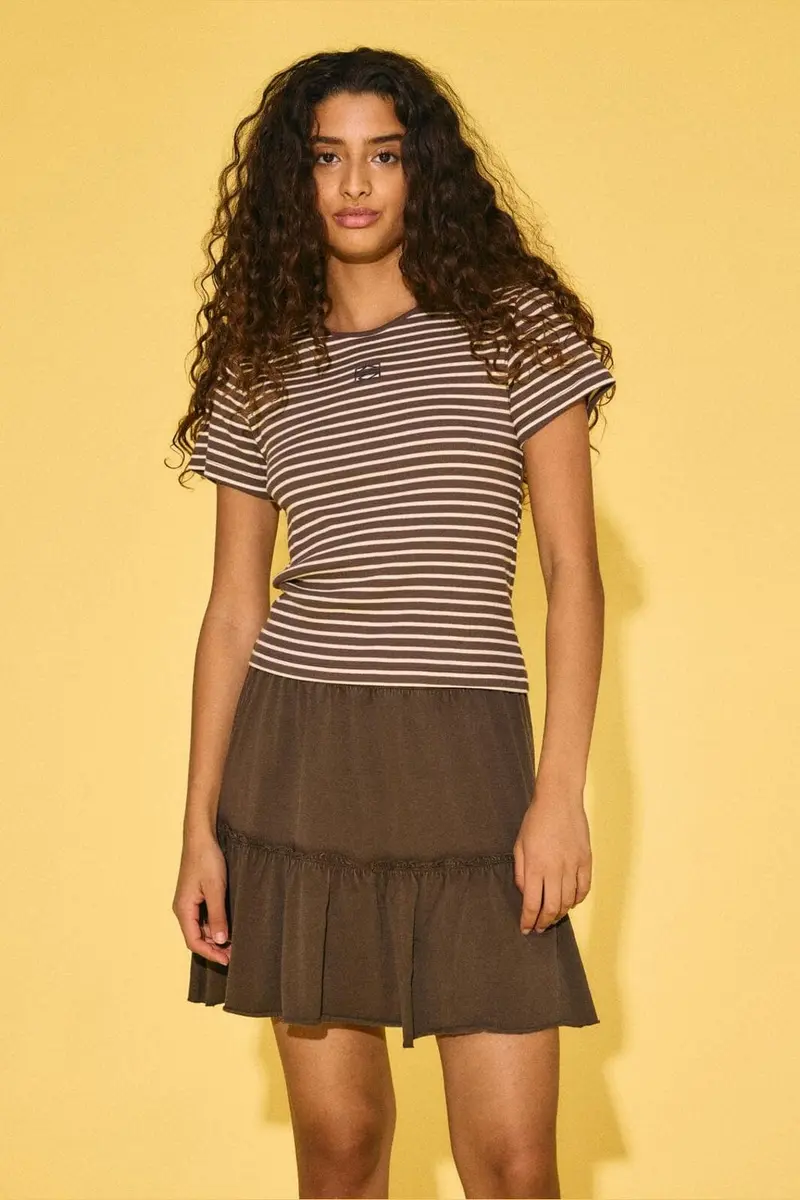 Noisy May - Nmjudy S/S Striped Baby Tee - 5012090 Chocolate Brown French Vanilla