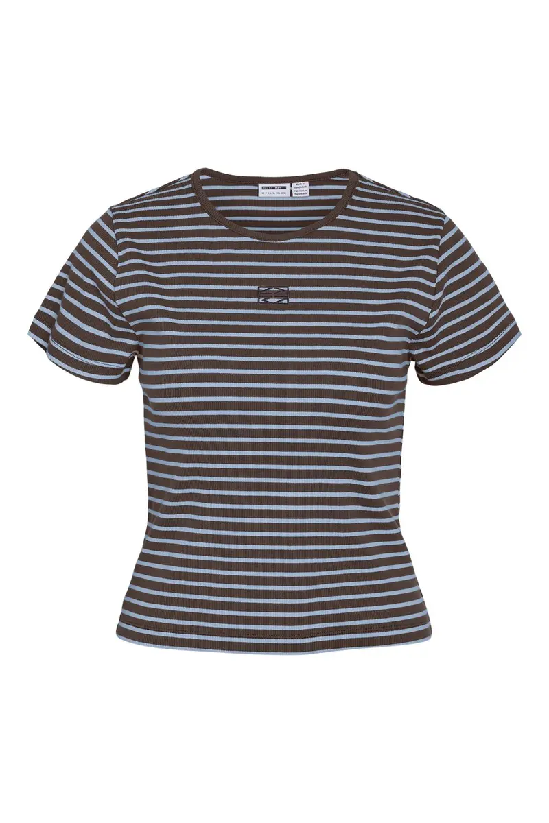 Noisy May - Nmjudy S/S Striped Baby Tee - 5217565 Hot Fudge Cashmere Blue