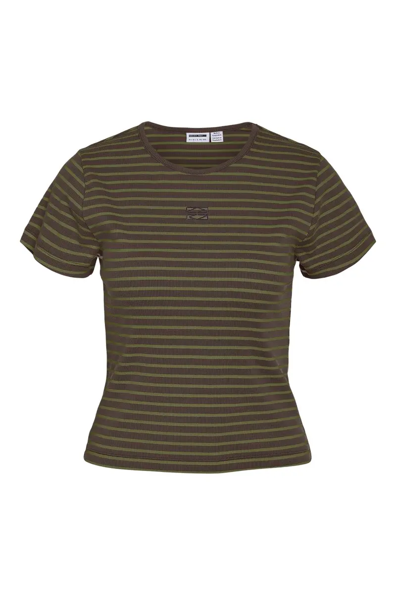 Noisy May - Nmjudy S/S Striped Baby Tee - 5217566 Hot Fudge Avocado