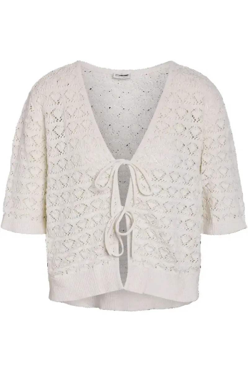 Noisy May - Nmlaika S/S Tie Knit Top Fwd - 4946488 Birch