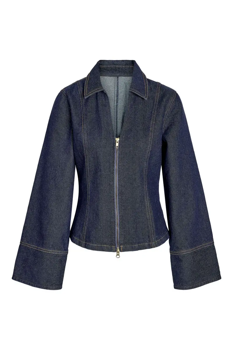 Noisy May - Nmlark L/S V-Neck Zipper Jacket Tnt/17 - 5201932 Dark Blue Denim
