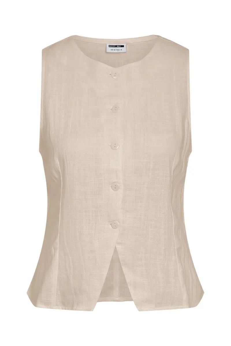 Noisy May - Nmleilani S/L Waistcoat Fwd - 4987318 Natural