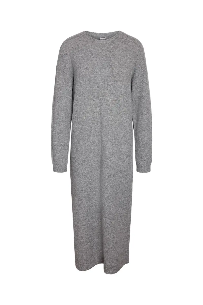 Noisy May - Nmlizette L/S Midi Knit Dress - 5027143 Medium Grey Melange