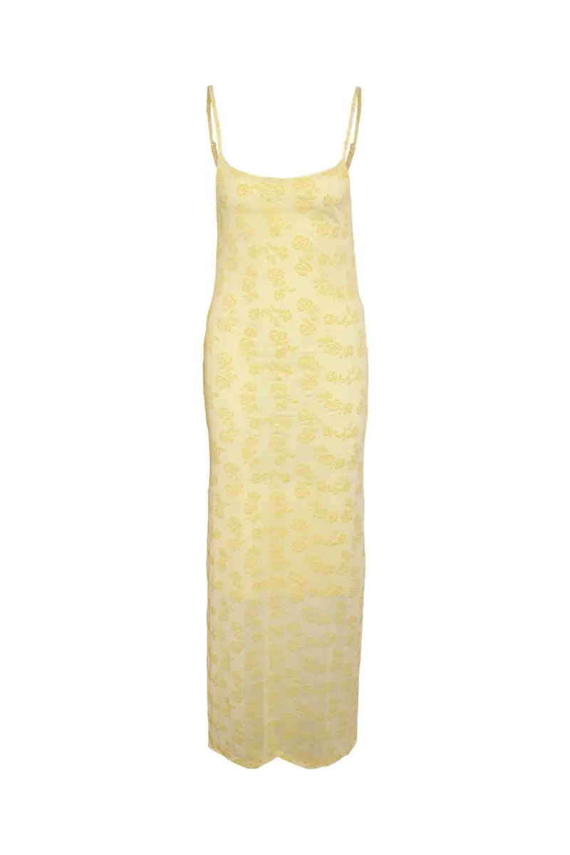 Noisy May - Nmlouise Mesh Flock Long Dress Fwd - 4988747 French Vanilla Flock