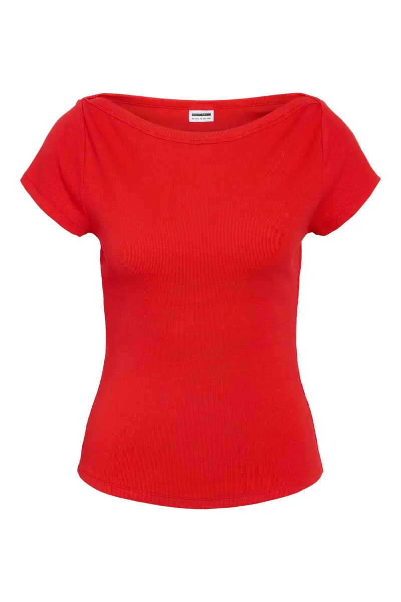 Noisy May - Nmmaya S/S Boatneck Top - 4915903 Tomato