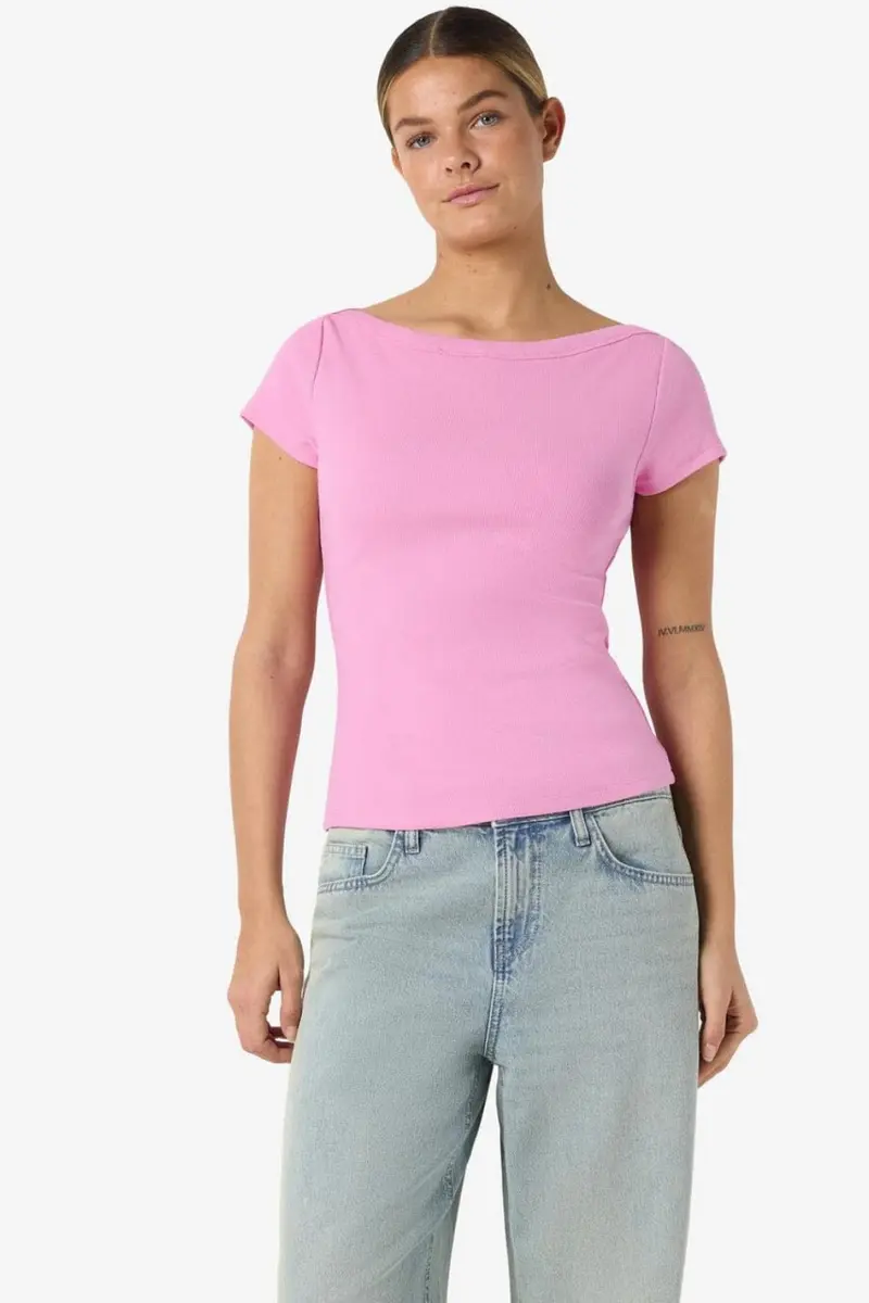 Noisy May - Nmmaya S/S Boatneck Top - 4915908 Begonia Pink