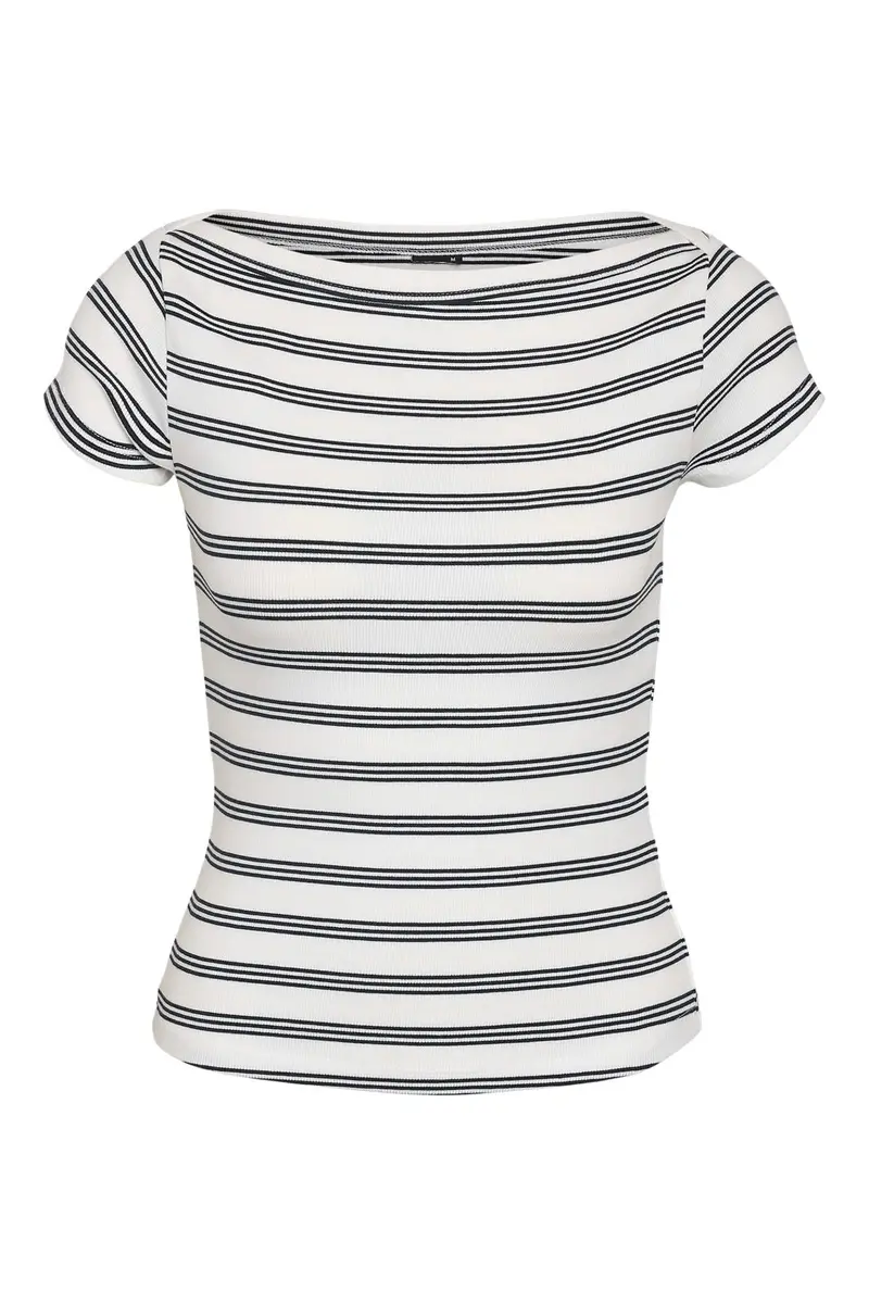 Noisy May - Nmmaya S/S Boatneck Top Fwd - 4986172 Bright White Black