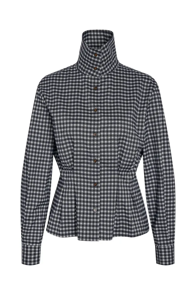 Noisy May - Nmpamila Highneck L/S Detail Shirt - 5224958 Navy Blazer White