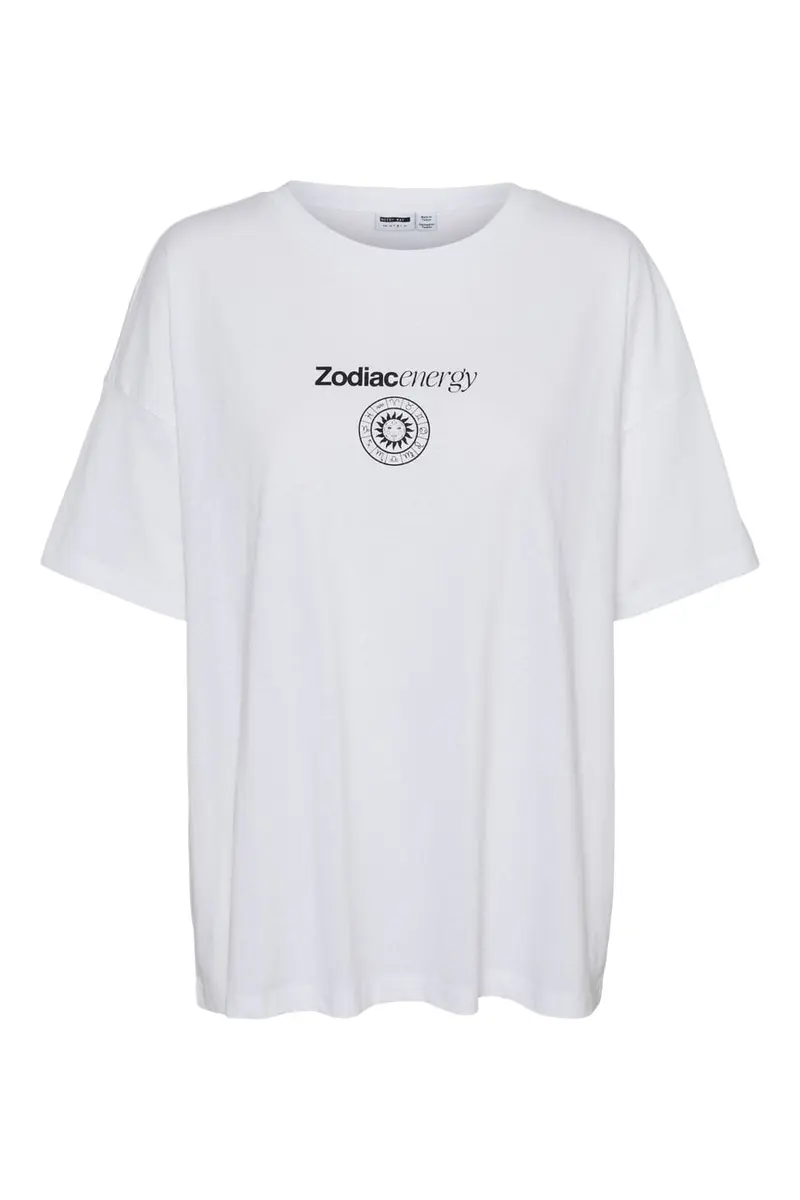 Noisy May - Nmpluto Ida S/S T-Shirt - 4911433 Bright White Zodiac Energy