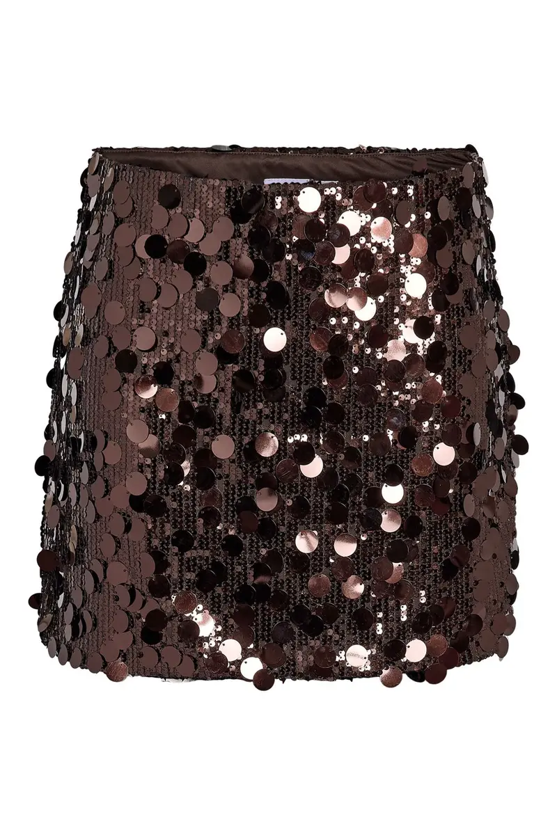 Noisy May - Nmsafia Short Sequin Skirt - 5211892 Chocolate Brown