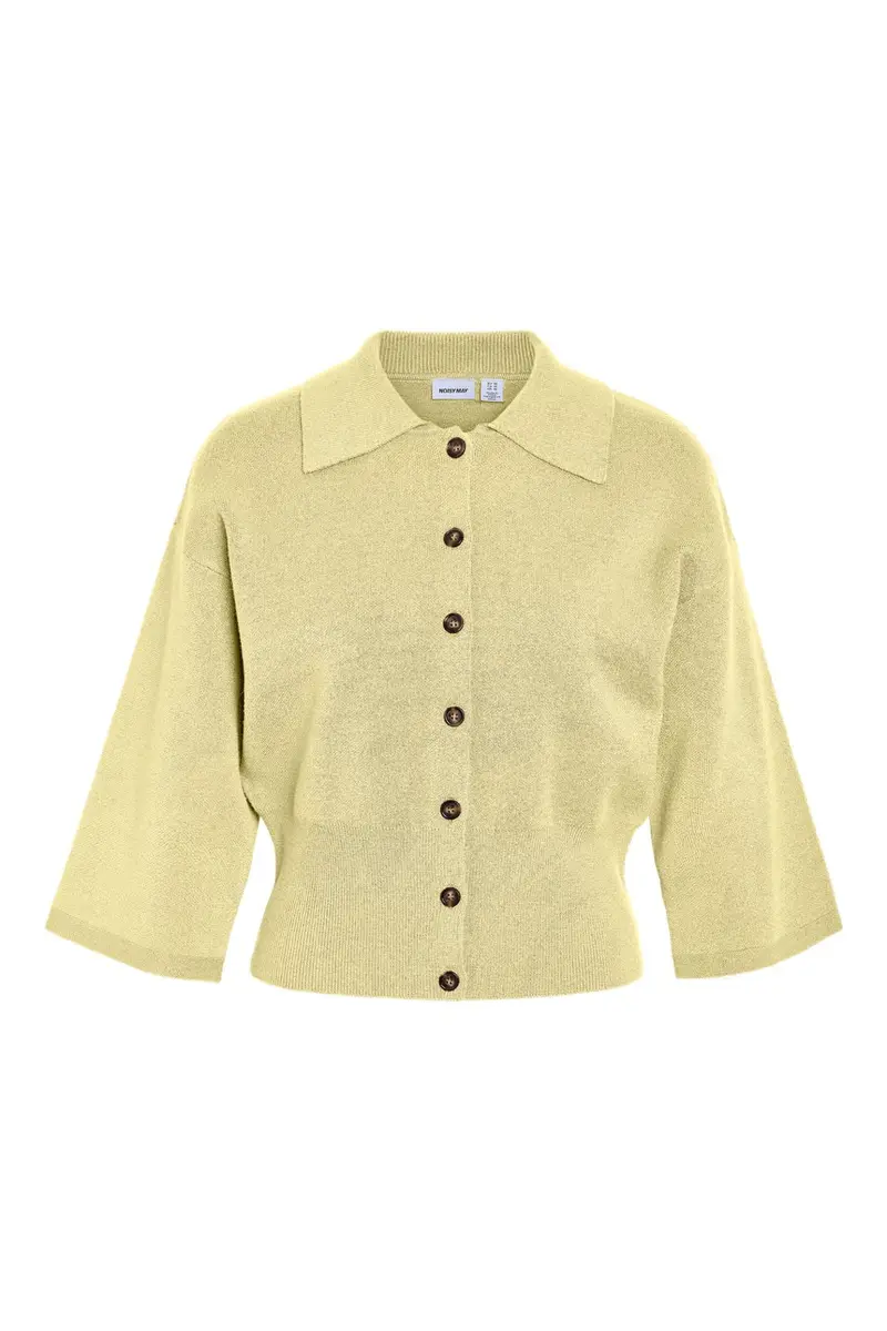 Noisy May - Nmshyla 3/4 Sleeve Knit Polo Cardigan - 5215426 French Vanilla
