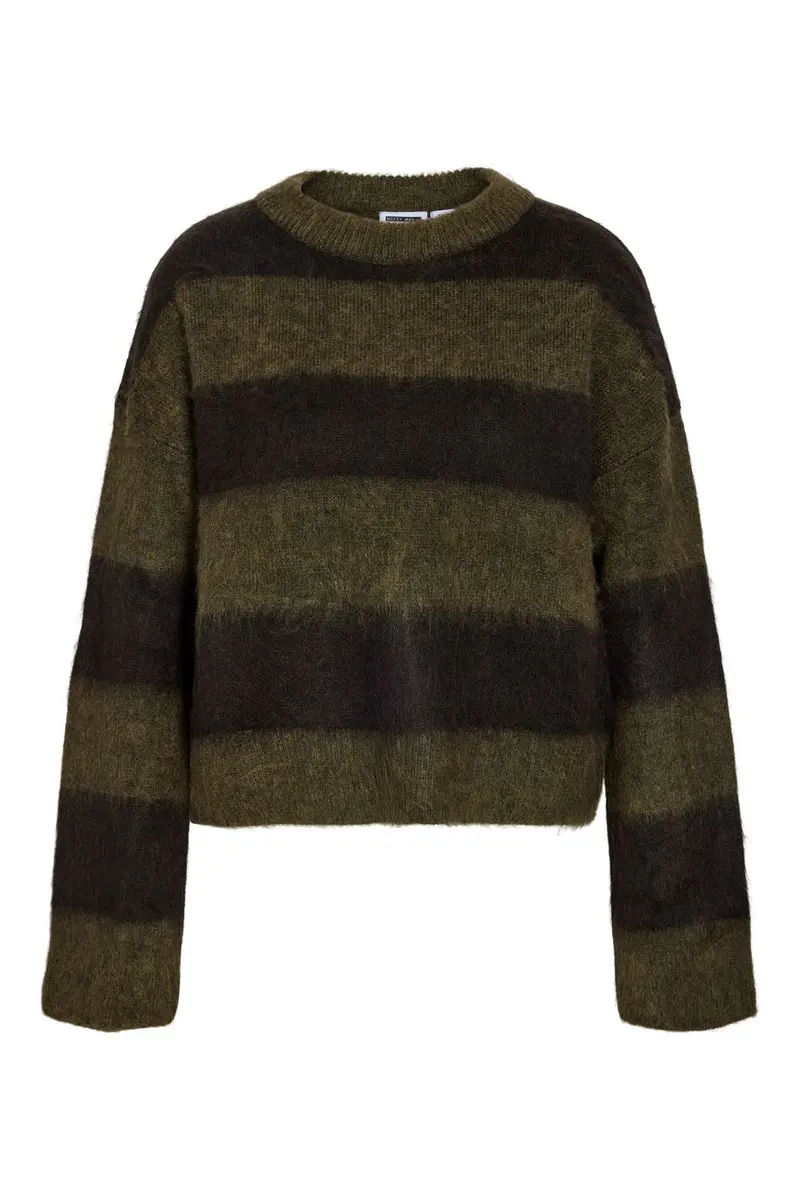 Noisy May - Nmsoff L/S O-Neck Knit - 5149942 Avocado Chocolate Brown
