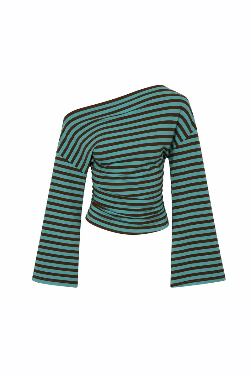 Noisy May - Nmstormi June L/S Off Shoulder Top - 5292986 Scuba Blue Demitasse