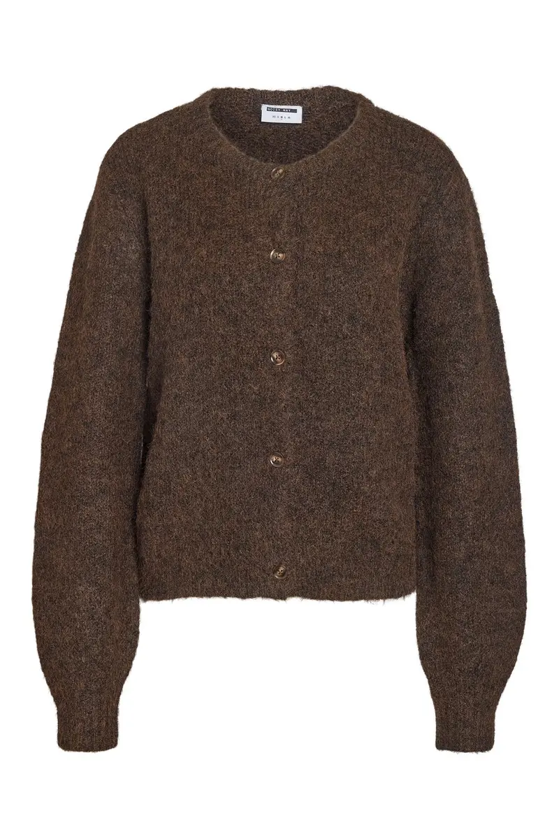 Noisy May - Nmsutton L/S O-Neck Knit Cardi - 5026380 Chocolate Brown
