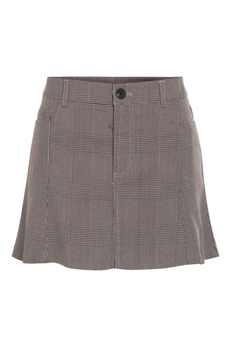 Noisy May - Nmwera Nw Check Skirt Fwd - 4826456 Toasted Coconut Windsor Wine