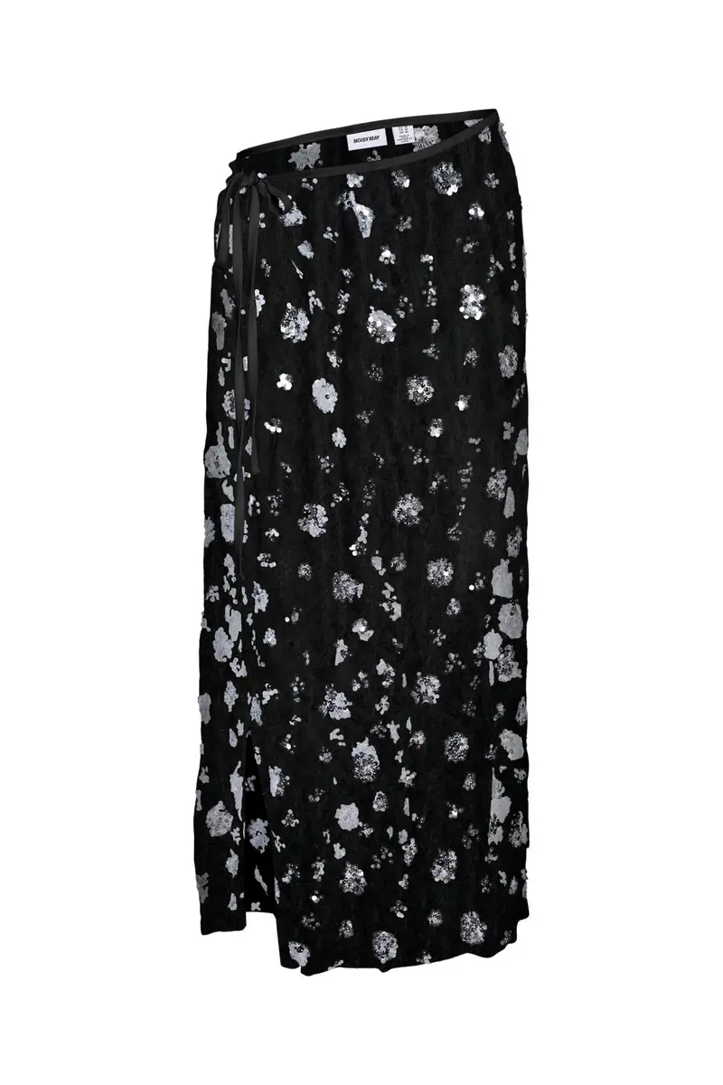 Noisy May - Nmzigga Wrap Sequins Skirt - 5255162 Black Silver Sequins