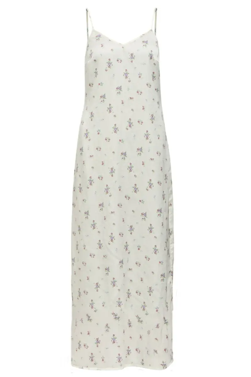 Object - Objanna Reg. Maxi Slip Dress - 5145939 Cloud Dancer Flowers