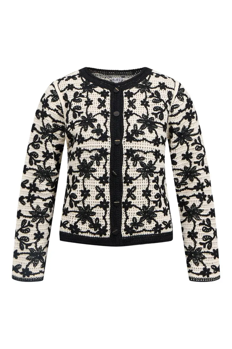 Object - Objcari L/S Re Cardigan 143 - 4994720 Birch Black