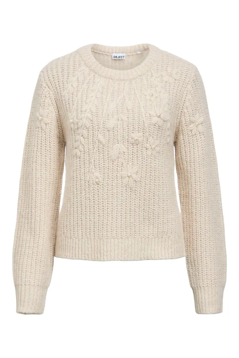 Object - Objcerin L/S Re Knit Pullover 147 - 5120044 Birch Melange
