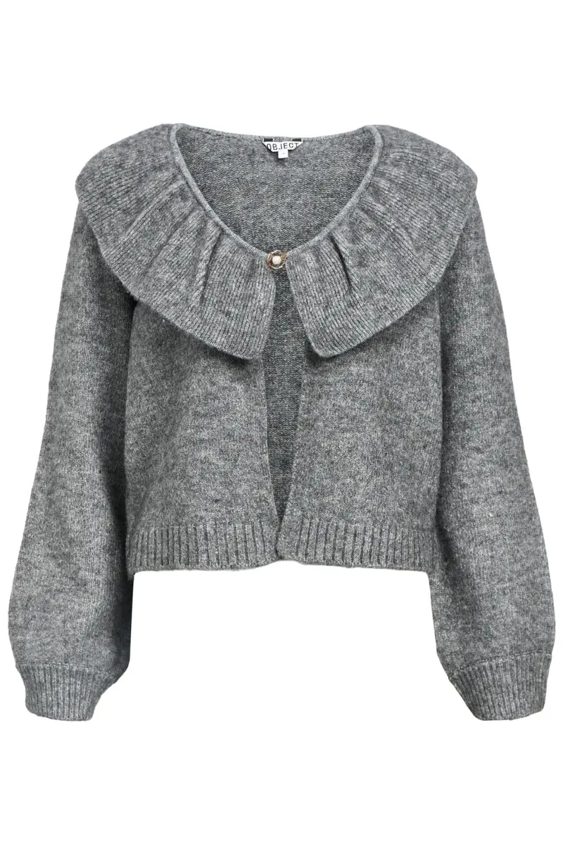 Object - Objdenisi L/S Lo Knit Cardigan - 4826634 Medium Grey Melange