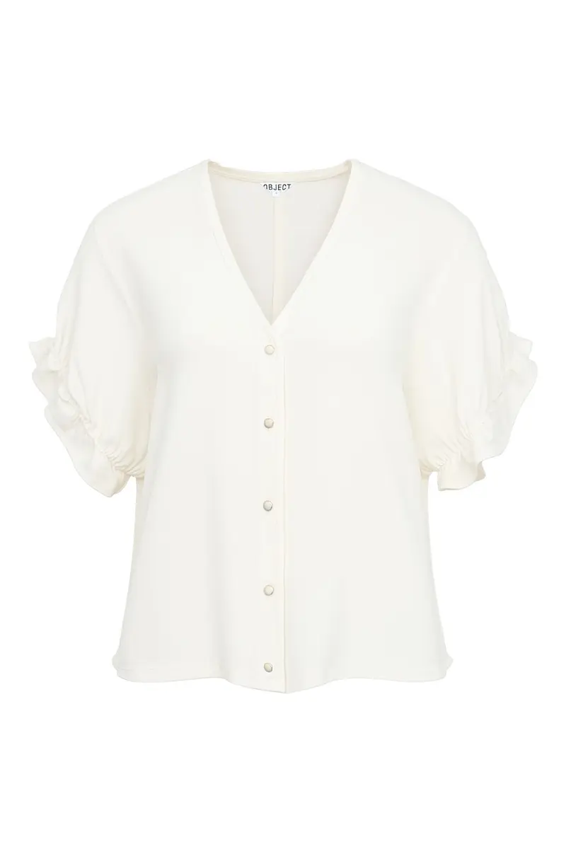 Object - Objframe 2/4 V-Neck Re Top - 5043344 Cloud Dancer