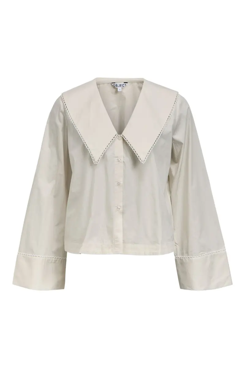 Object - Objhope Big Collar L/S Re Shirt 146 - 5154329 Cloud Dancer