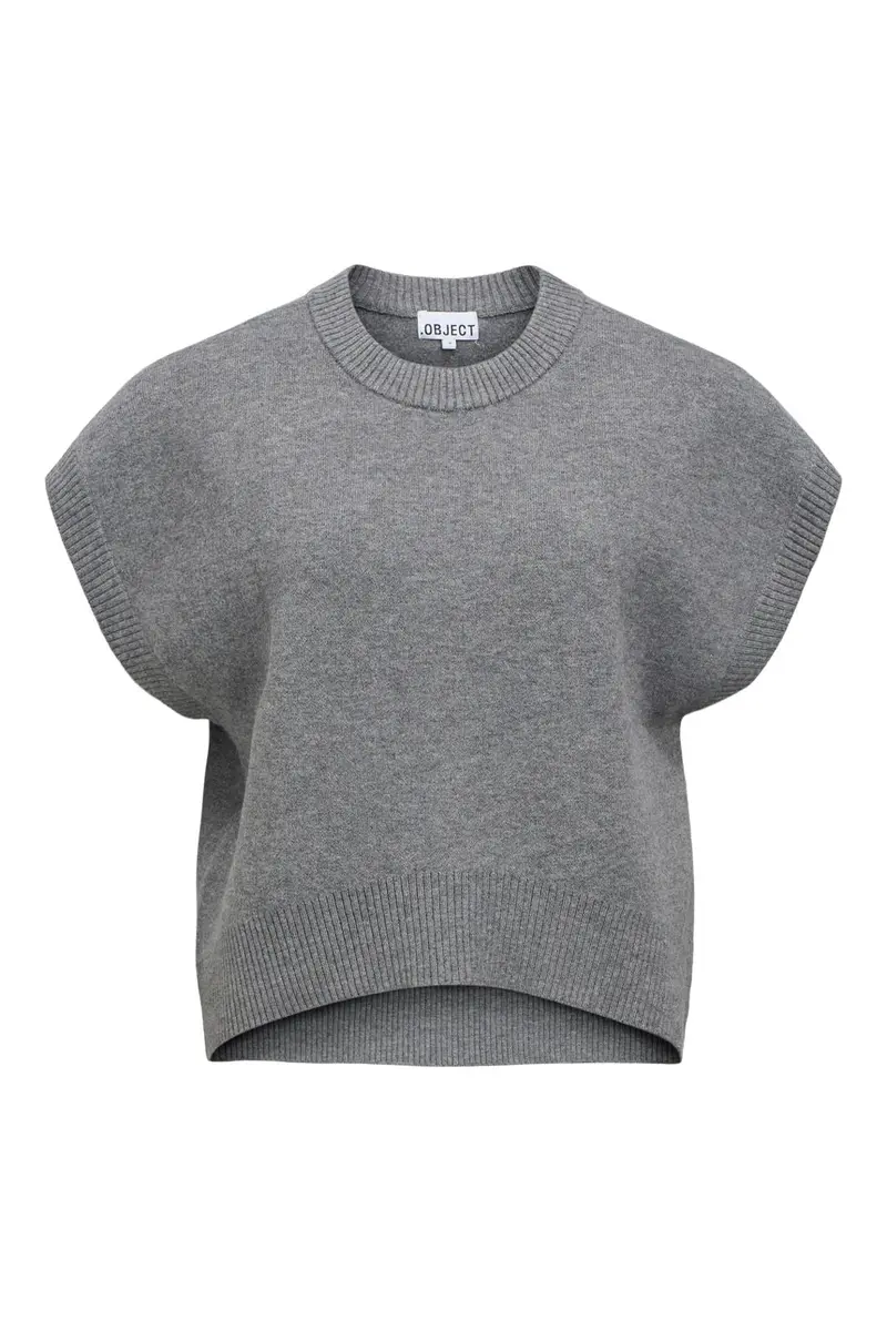 Object - Objitone S/L Lo Knit Vest 147 - 5121056 Medium Grey Melange