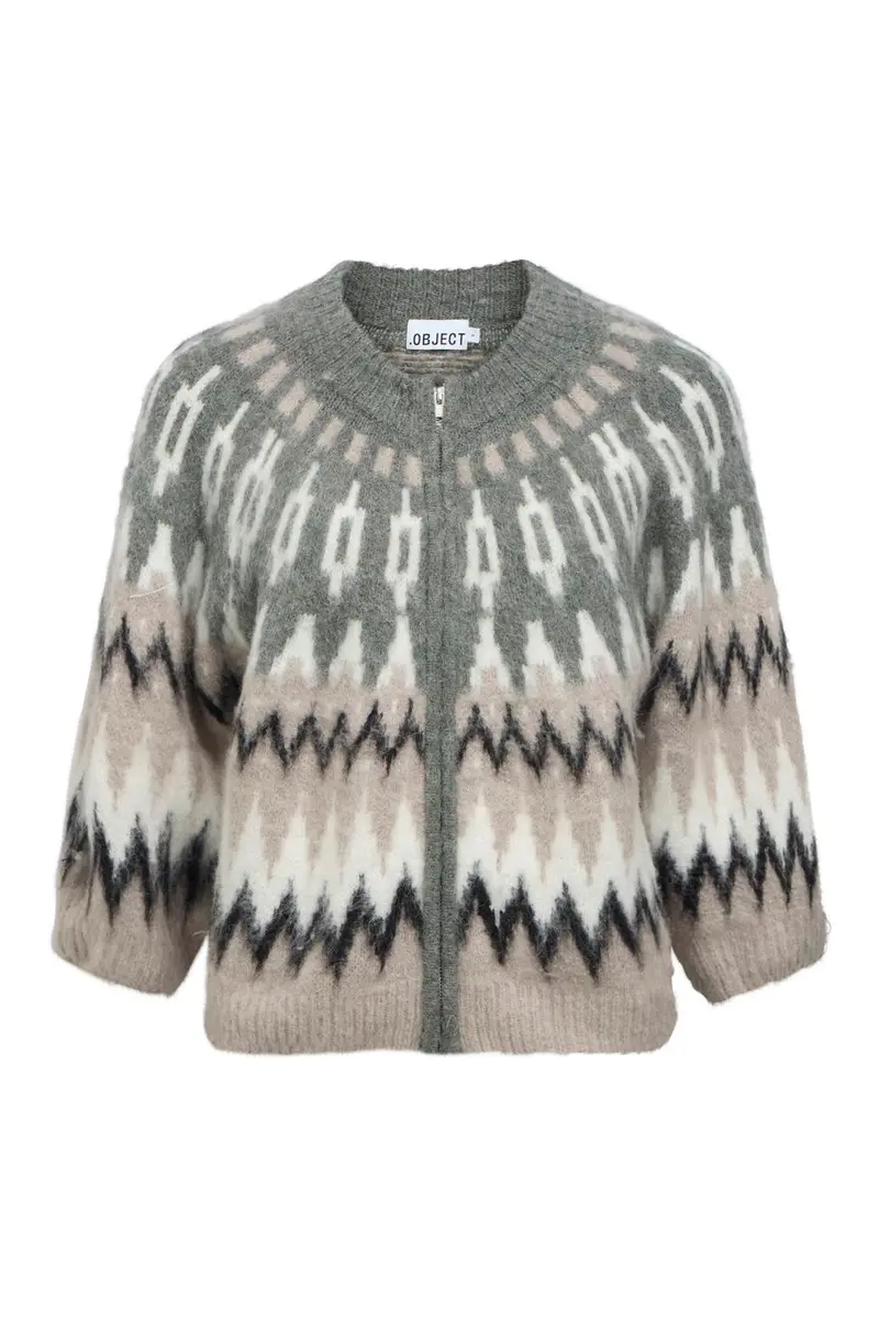 Object - Objjaade Diana S/S Re Knit Cardigan 147 - 5119820 Gunmetal Multi Combination
