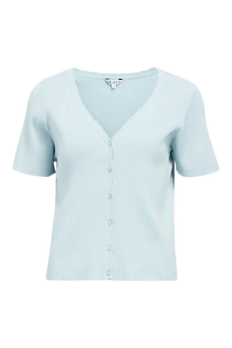 Object - Objkelly S/S Re V-Neck Cardigan - 4911763 Winter Sky