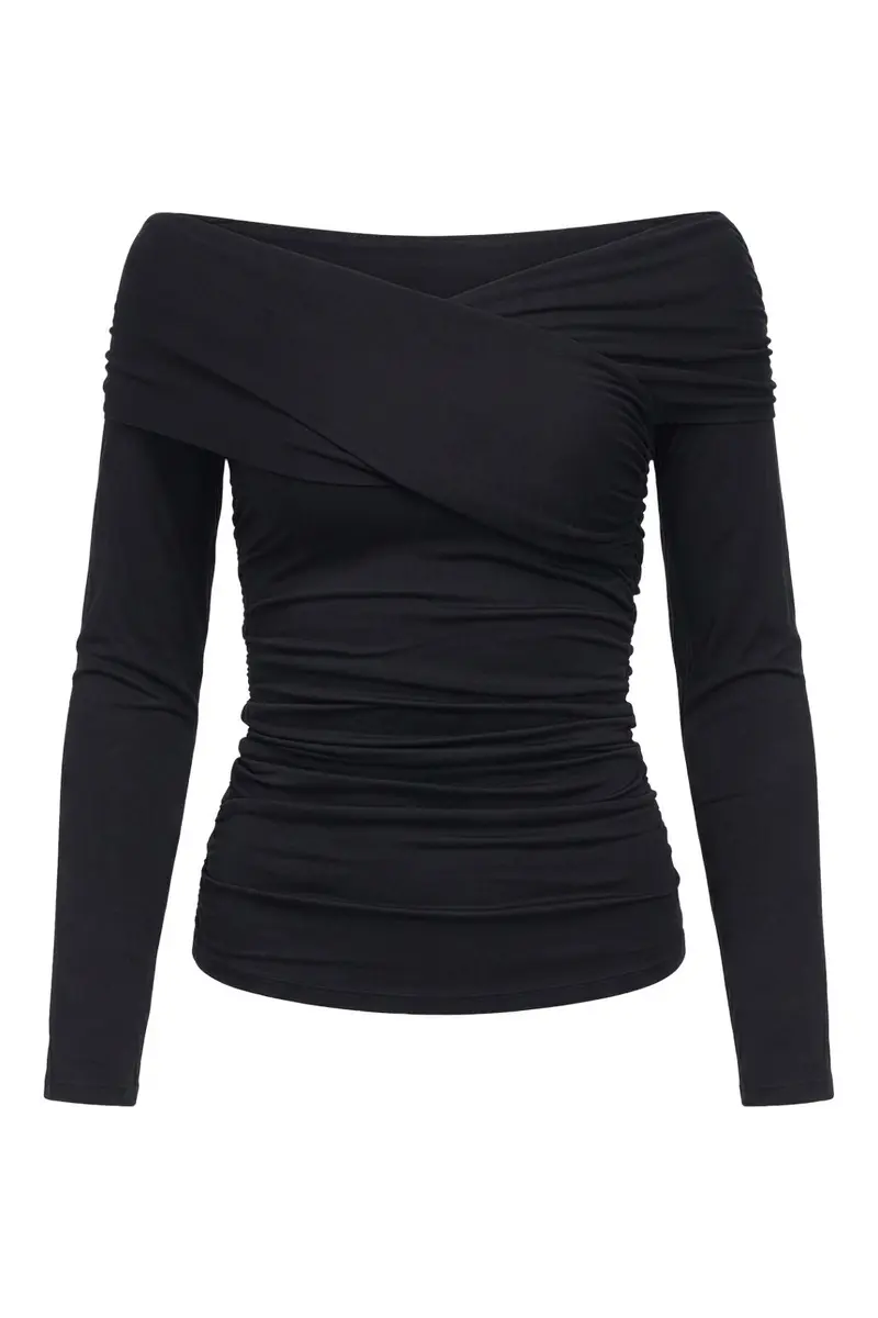 Object - Objlevih L/S Cross Over Top - 5251903 Black