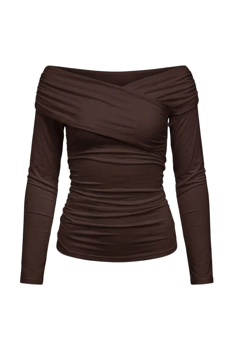 Object - Objlevih L/S Cross Over Top - 5251904 Seal Brown